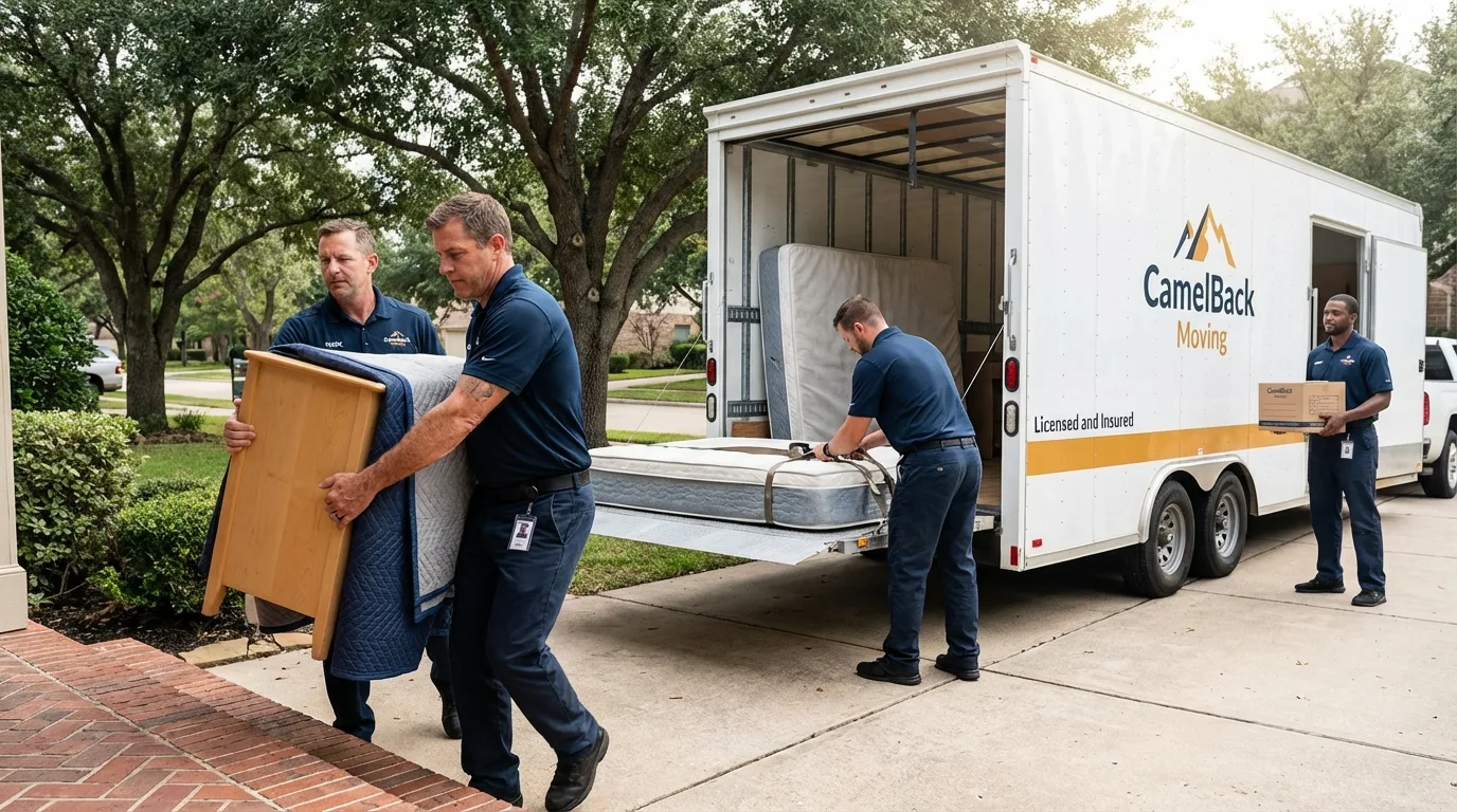 Crew loading residential truck for cross-state move from Cottonwood, MN