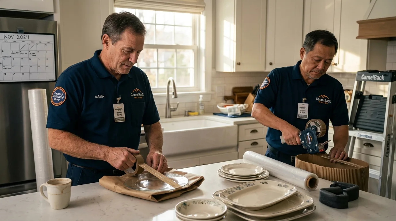 Professional crew packing kitchen dishware in Cottonwood, MN